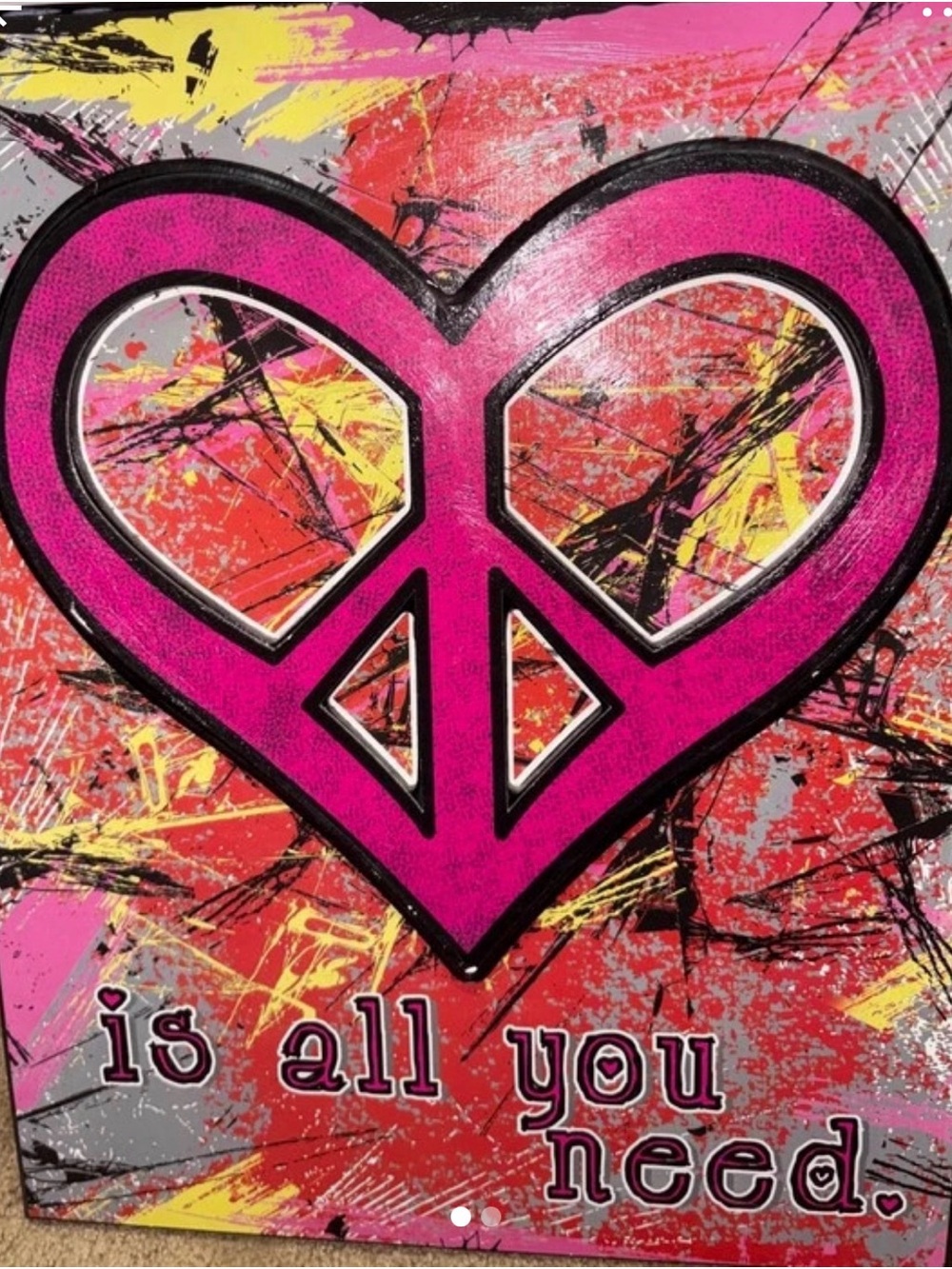 Pink Peace Heart Wall Art - Inspirational Home Wall Decor